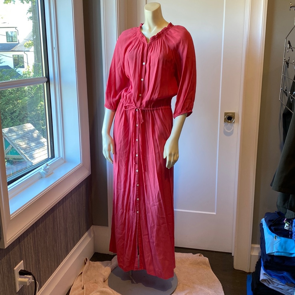 GAP Red Button-Front Maxi Dress